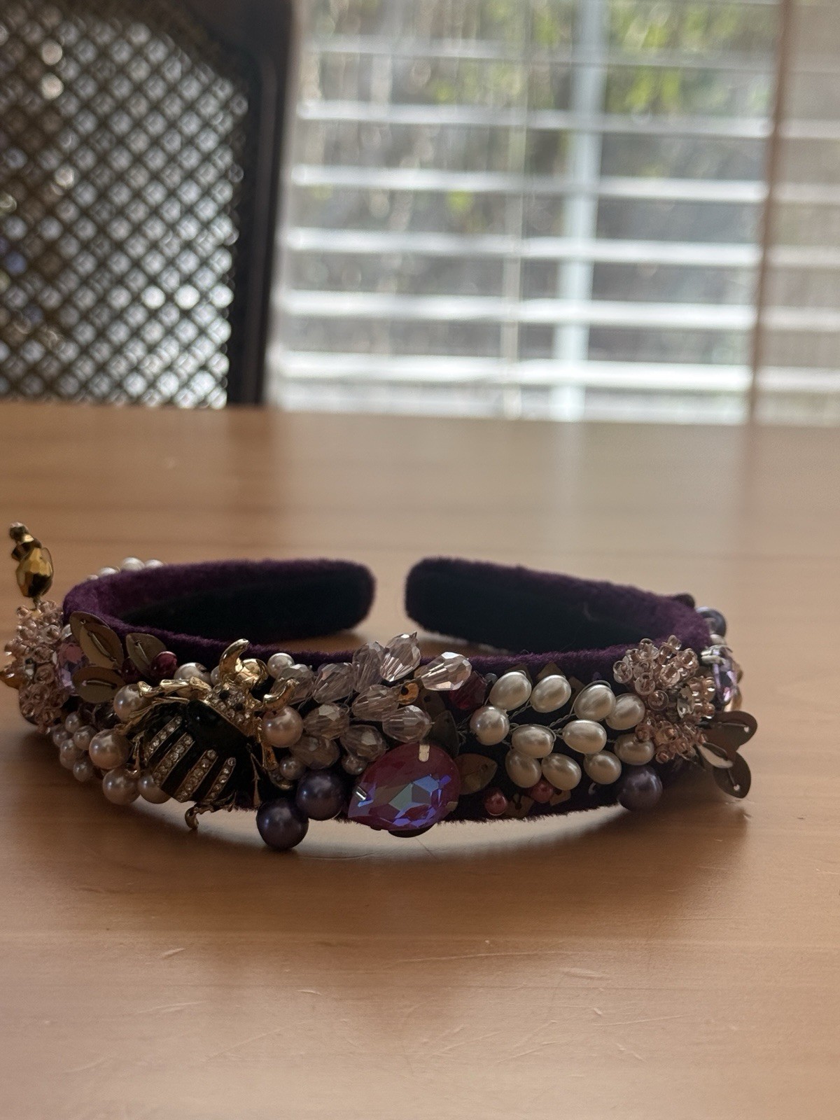 Handmade Beaded Headband Ukraine Crystal Pearl Embellished Floral Hairband New
