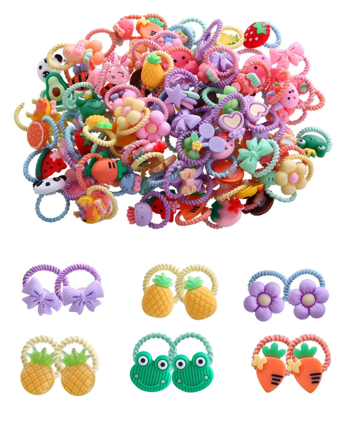 100Pcs Mix Colors Girl’S Elastic Hair Ties Soft Rubber Bands Hair Bands Holders
