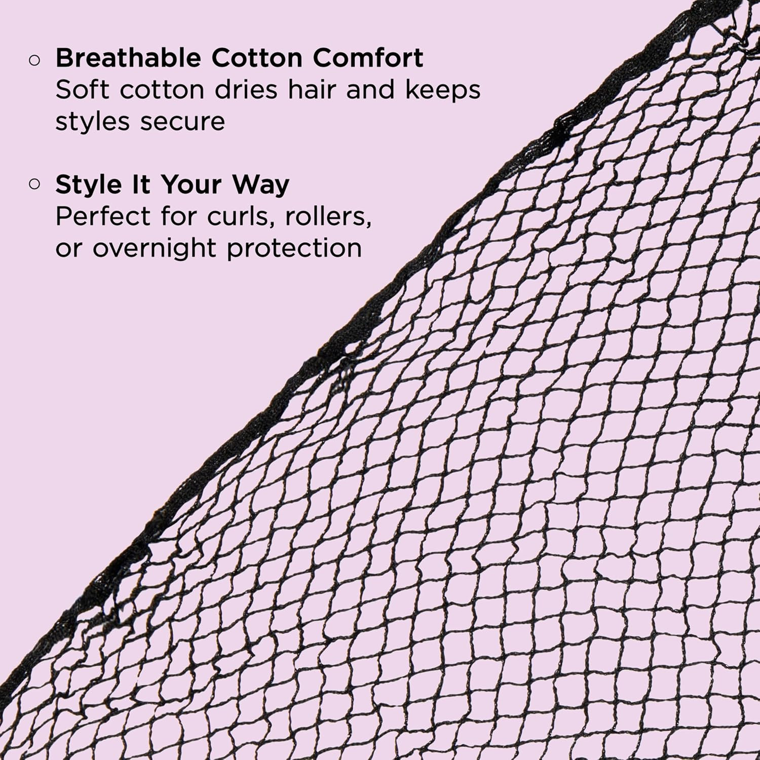 Extra Large Cotton Triangle Hair Net for Salons, Home Styling, Curl Setting, Sec