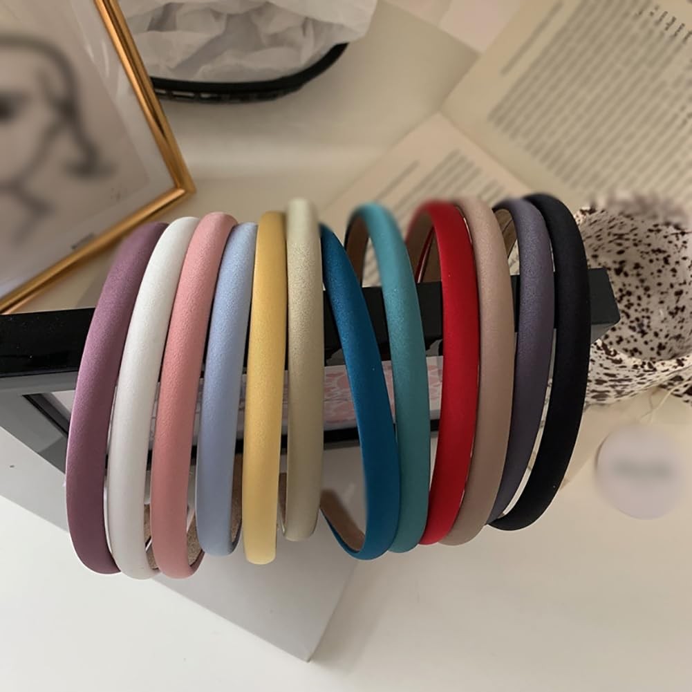 8 PCS 1cm Thin Colorful Headbands Plastic Fabric Soft Non Slip Elastic Band