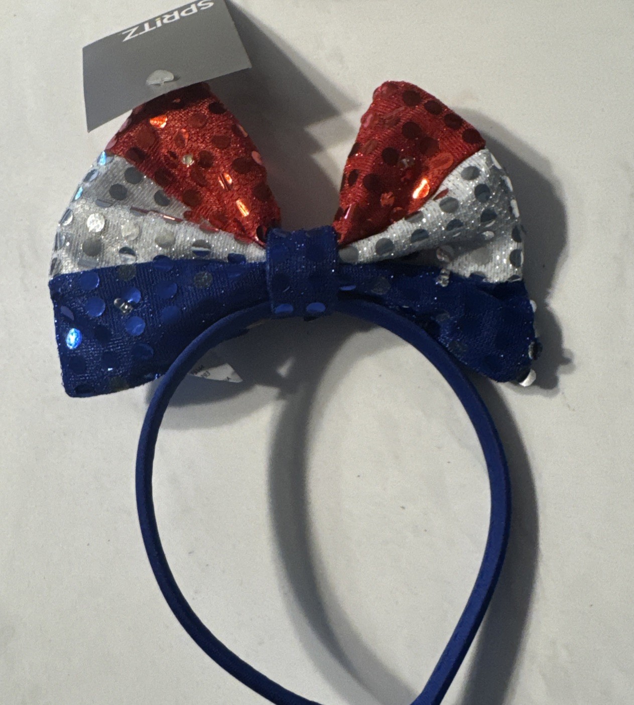 Headbands, lot of 2 Red White, Blue Sequined Patriotic Bow Headbands