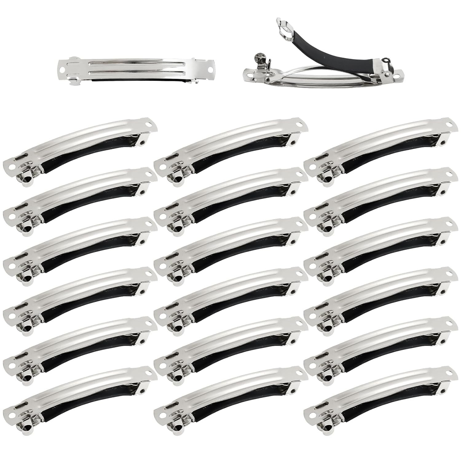 Cinaci 20 Pack 6Cm/2.4″ Simple Plain Blank DIY Caft Silver Metal French Hair Bar