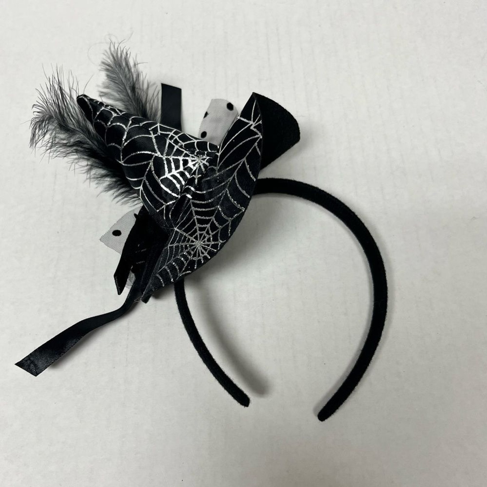 witch hat Halloween headpiece feather lace fascinator gothic witchcore cosplay