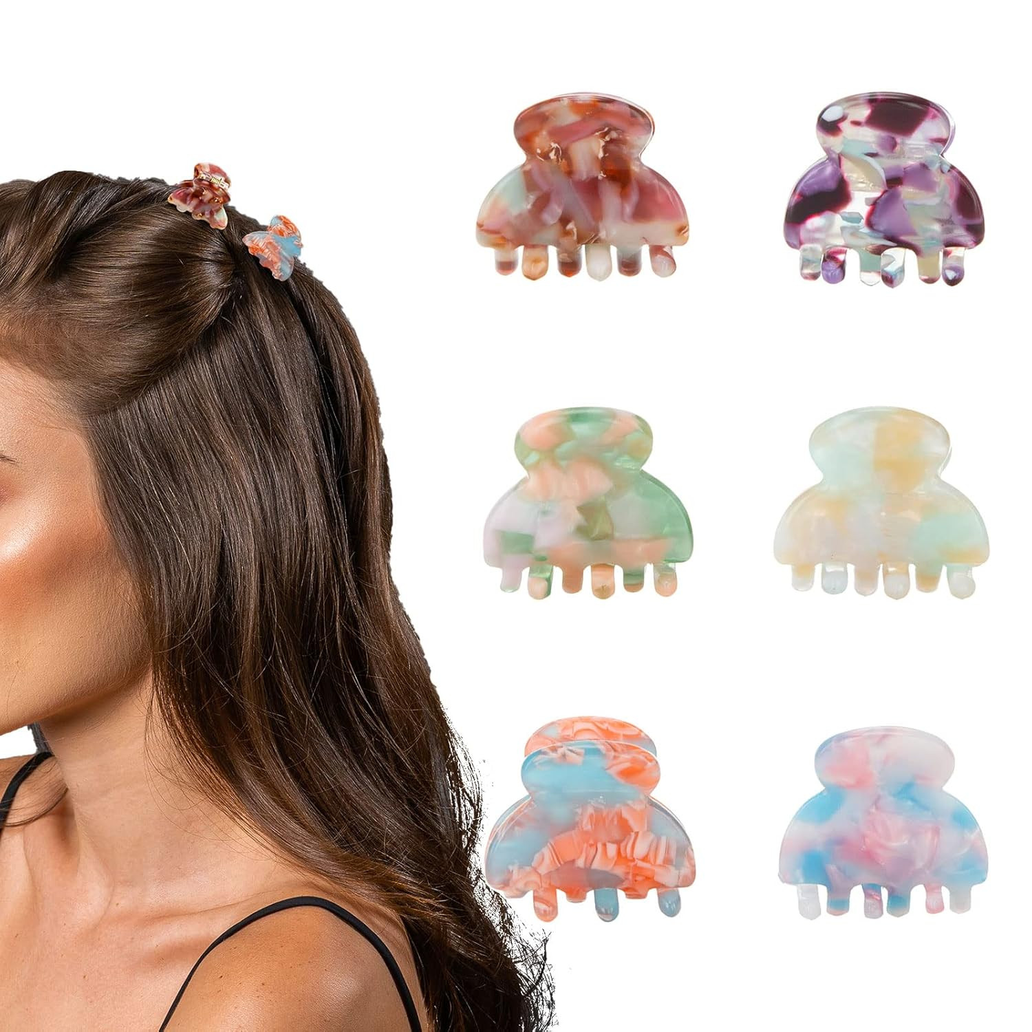 Cobahom 6Pcs 1.06 Inch Small Hair Clips Mini Hair Claws Tortoise Shell Jaw Clips