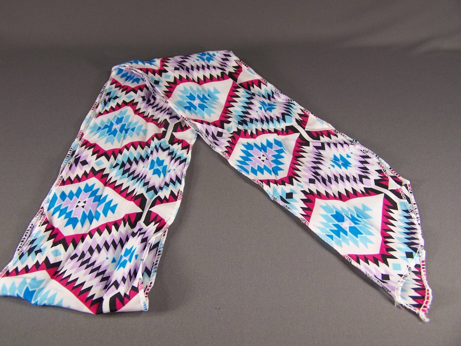 Black Pink Blue Wht stripe long tie wrap turban twist fabric headband head scarf