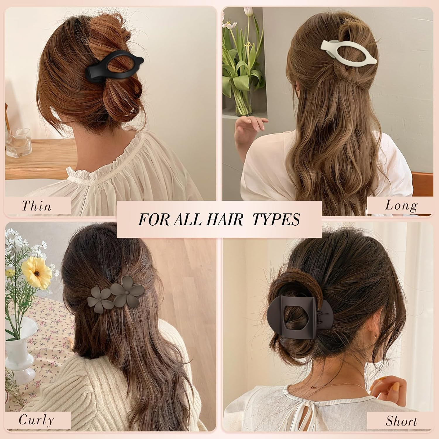 10 Pcs Flat Hair Clips for Women, 3 Styles French Flat Claw Clips for Thin Thick