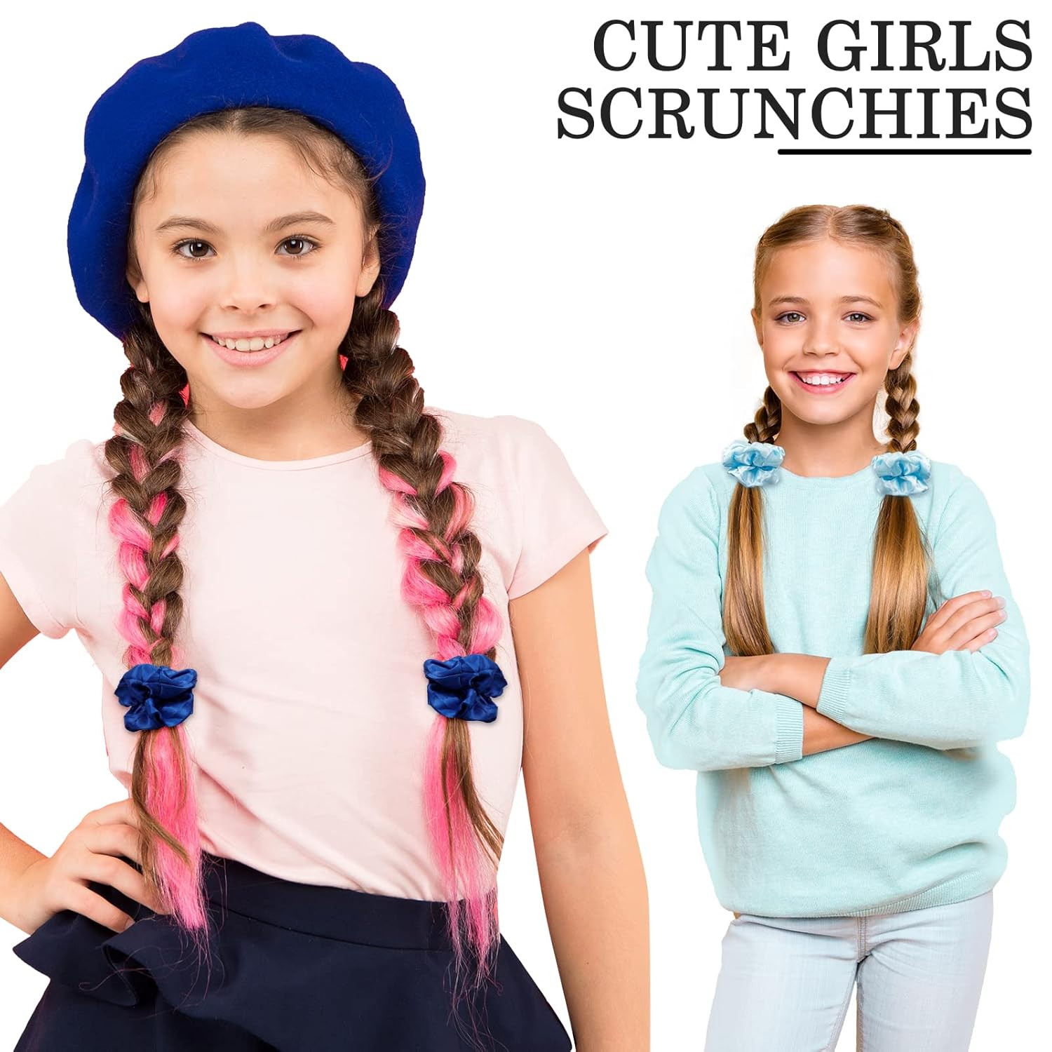 Satin Scrunchies for Women & Girls – 60 Pack Silk Scrunchies for Curly Hair