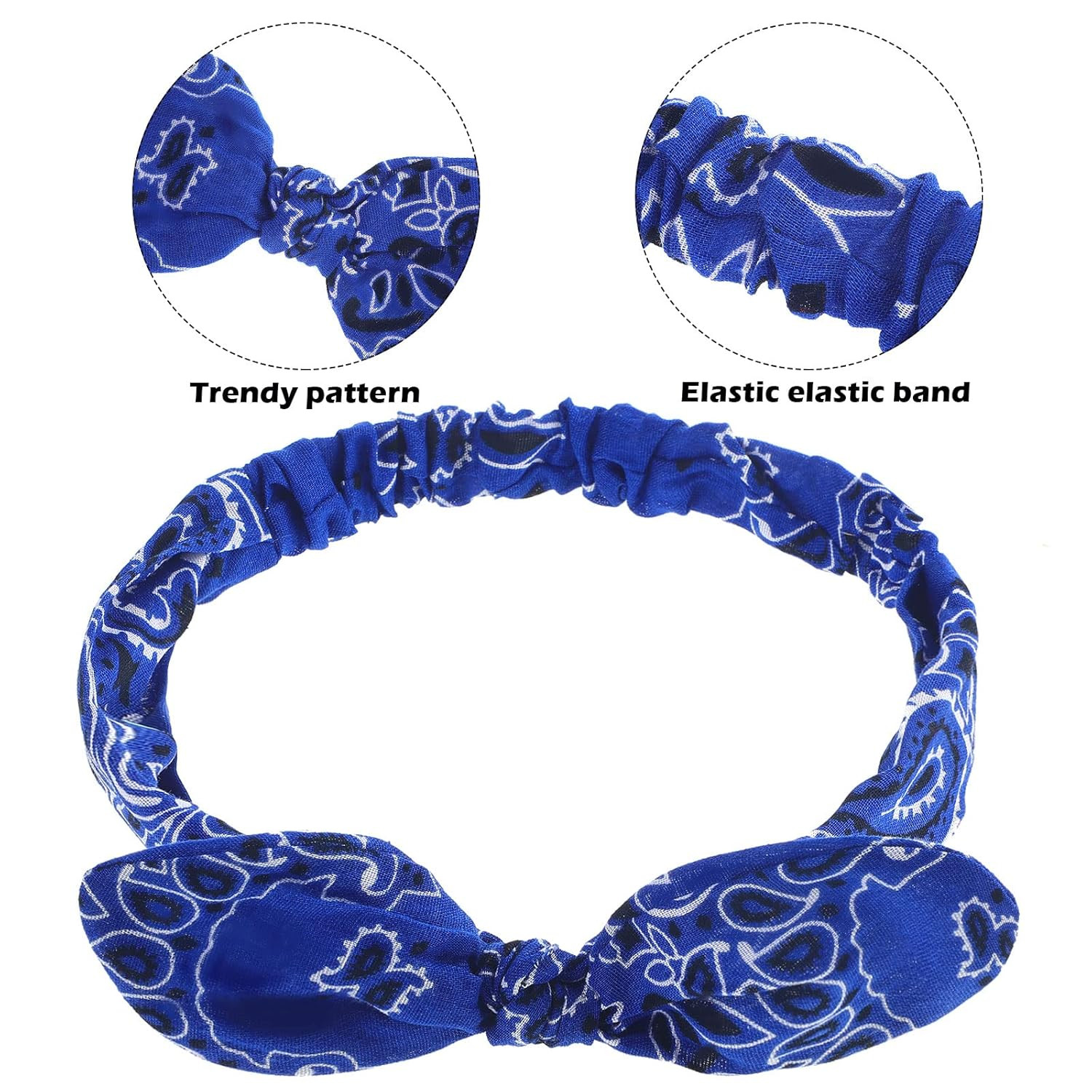 2 Pcs Bandana Headband for Women, Knot Retro Paisley Print Bandana 4Th of July P