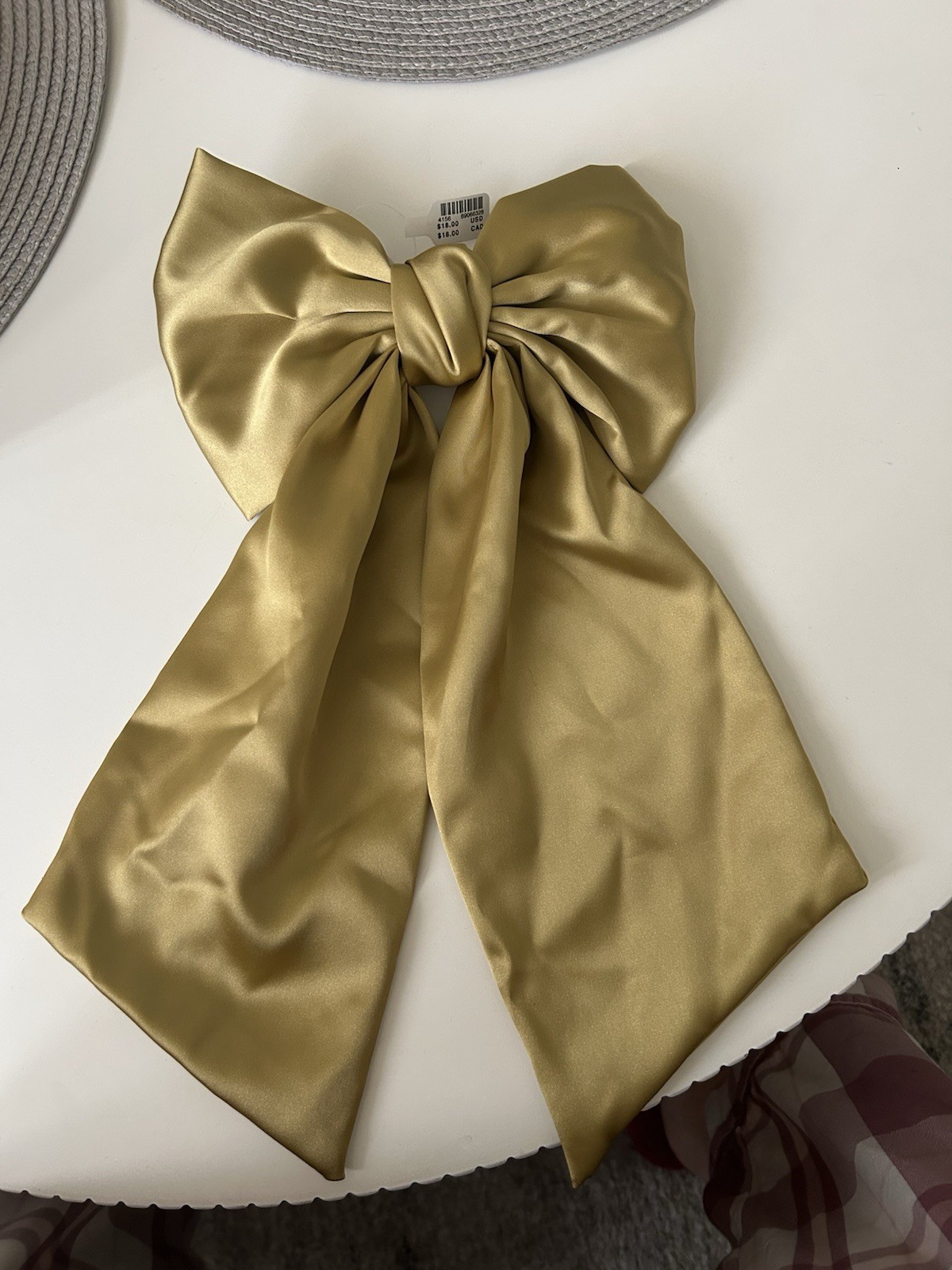 Anthropologie Gold Satin Bow Hair Clip for Women, Solid Pattern, MPN 4156