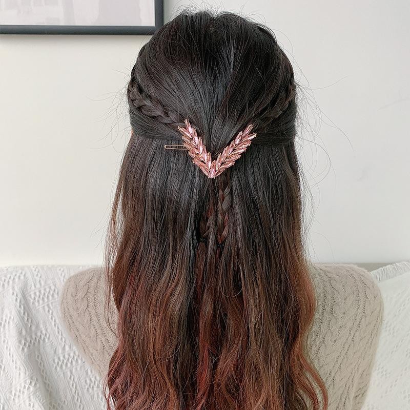 Luxury Crystal Hair Clip Women Korean V Shape Buckle Hairpin Fashion Headwear Gi