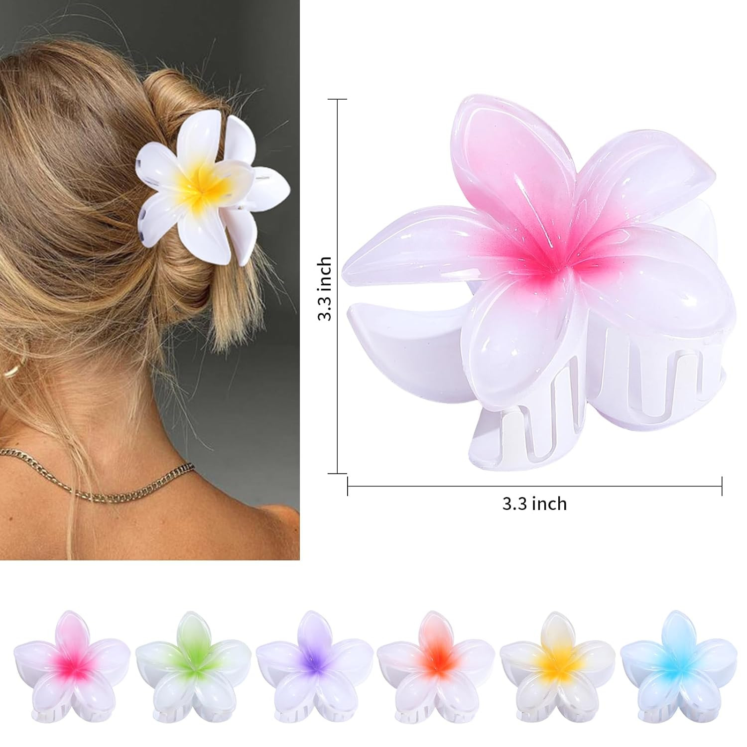 Flower Hair Clips 6 PCS Hawaiian Claw Clips for Vacation Hibiscus Hair Claw Clip