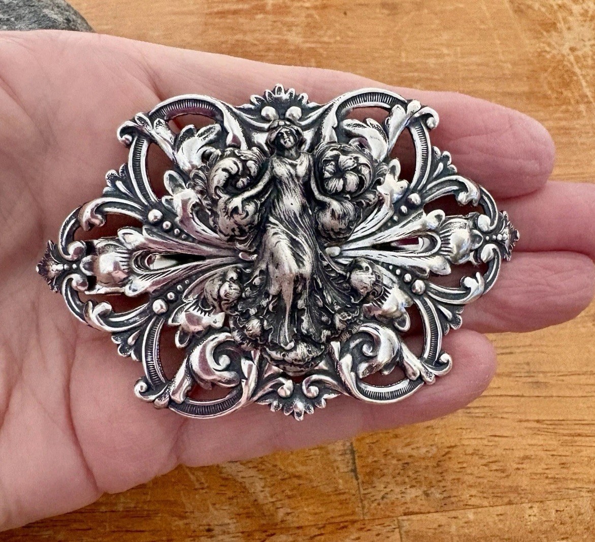 Art Nouveau Woman/Lady Angel Victorian Goddess Hair Barrette, French Hair Clip