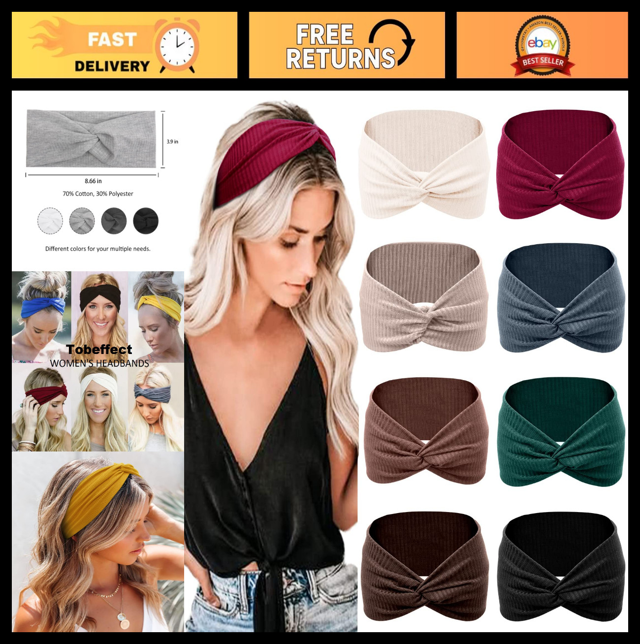 Non-Slip Headbands for Women – Elastic Hair Bands for Yoga, Running & Sports