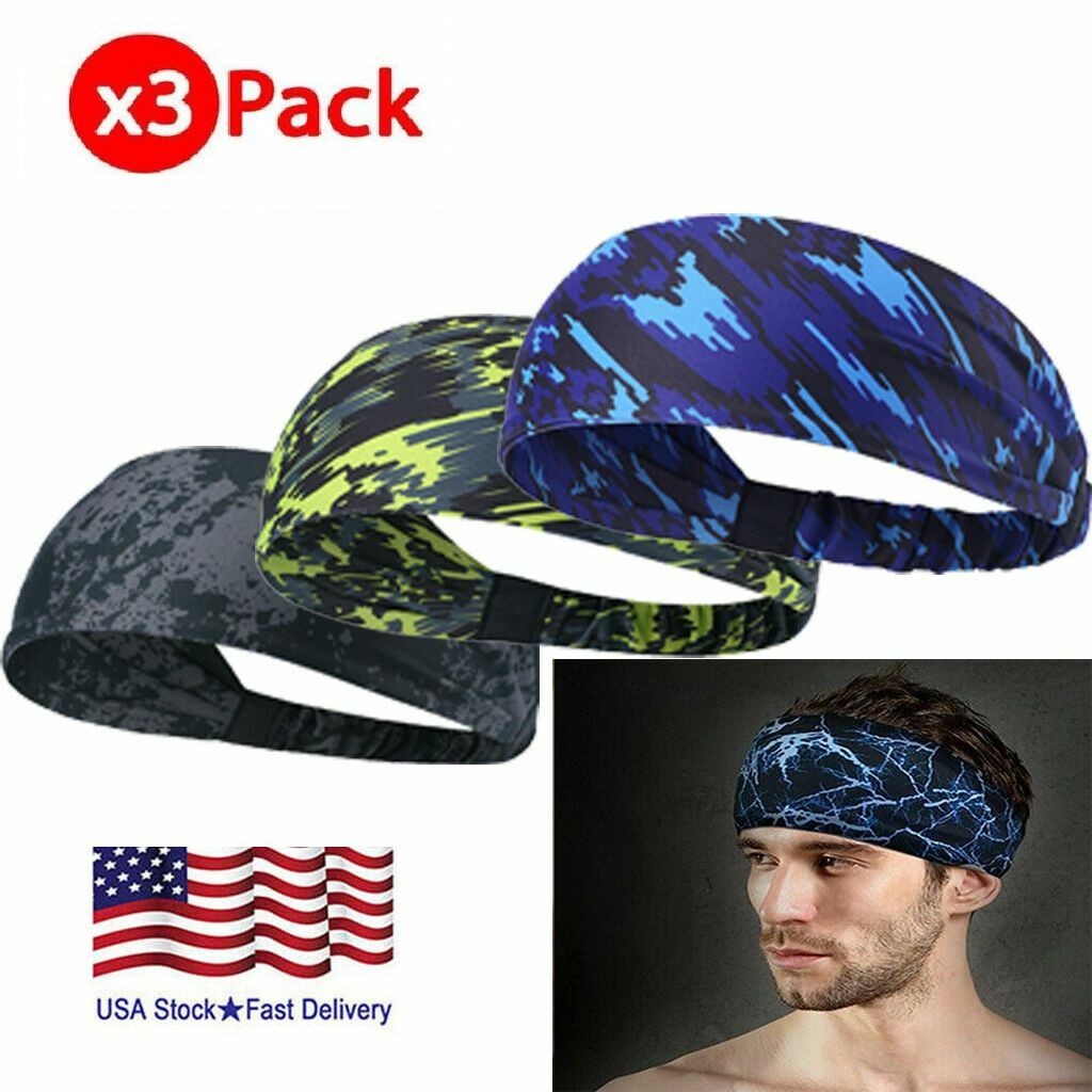 3pcs Adult Sweat Sweatband Headband Yoga Gym Running Stretch Sports Head Band