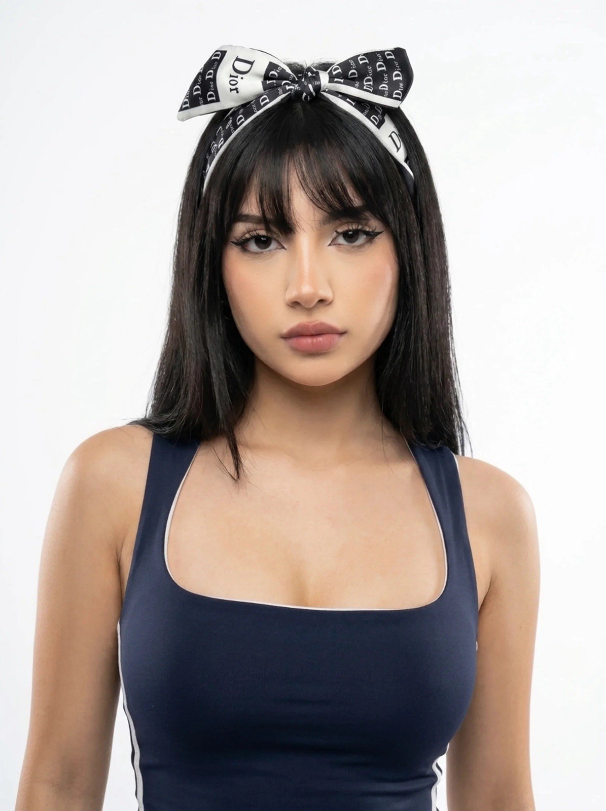 Elegant Black & White Bow Headband✨