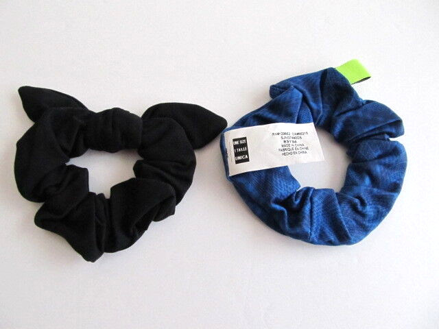 Nike Gathered Ponytail Hair Ties 2 Pack Black and Blue Jay/Binary Blue