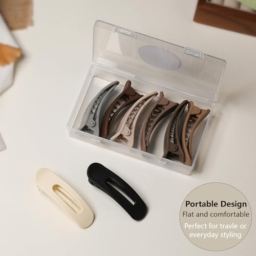 Lahnie Small Flat Hair Clips for Women Girls – 8 Pack Flat Claw Neutral Matte