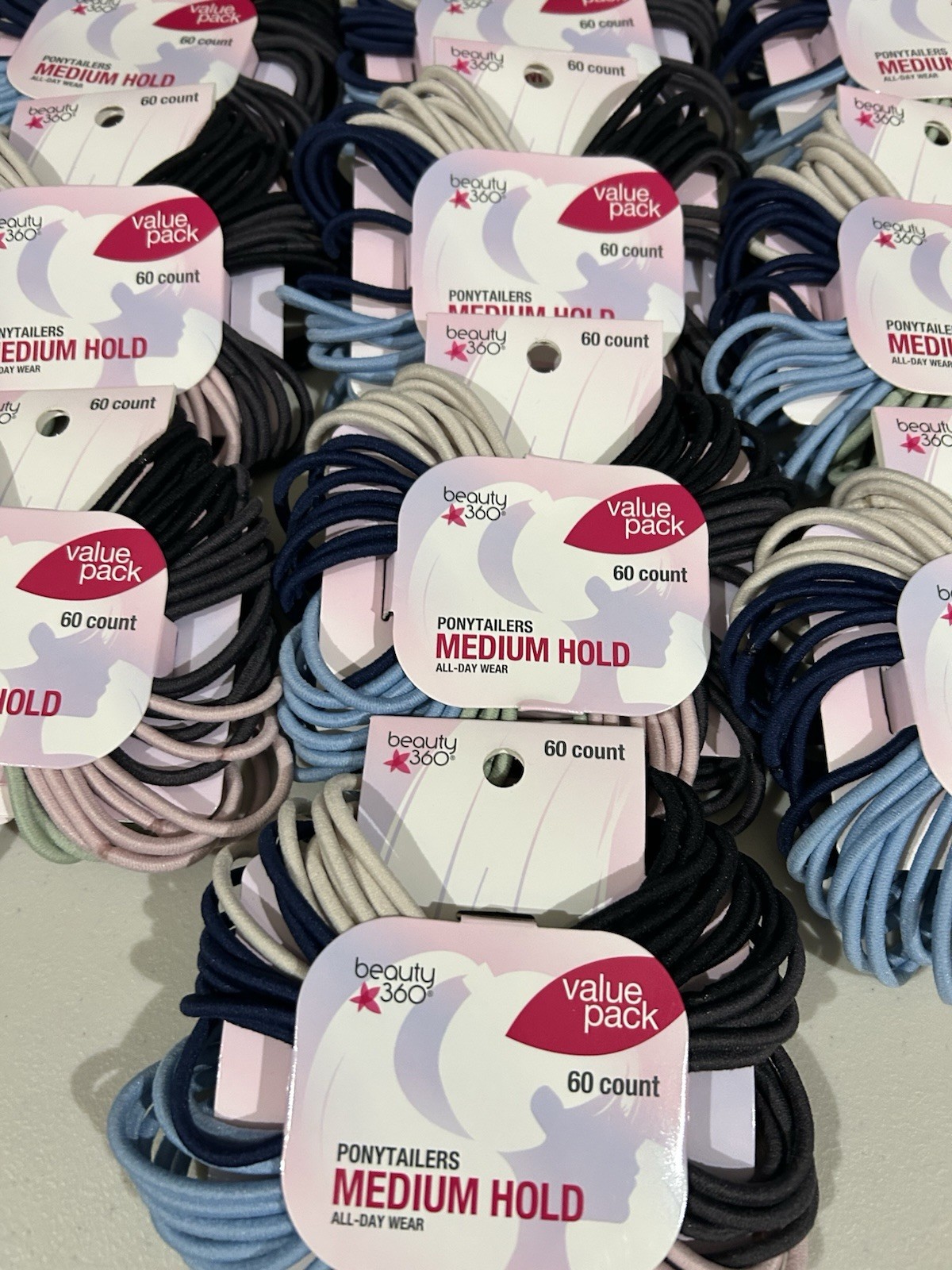 Lot of (10) Beauty 360 60 Count Value Packs Ponytailers Medium Hold All-Day Wear