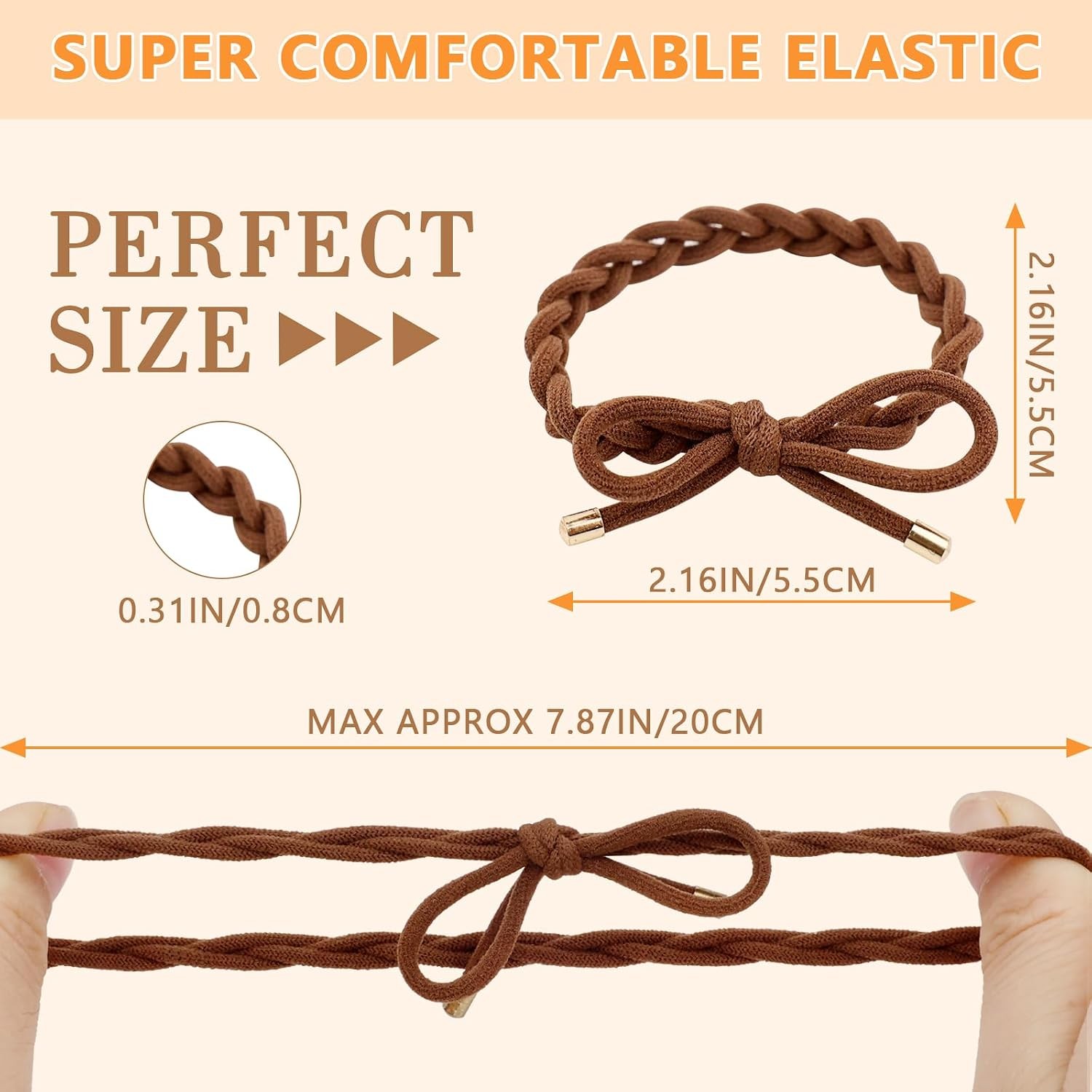 28 Pcs Braided Bow Hair Ties, No Damage Elastic Ponytail Holders 14 Colors