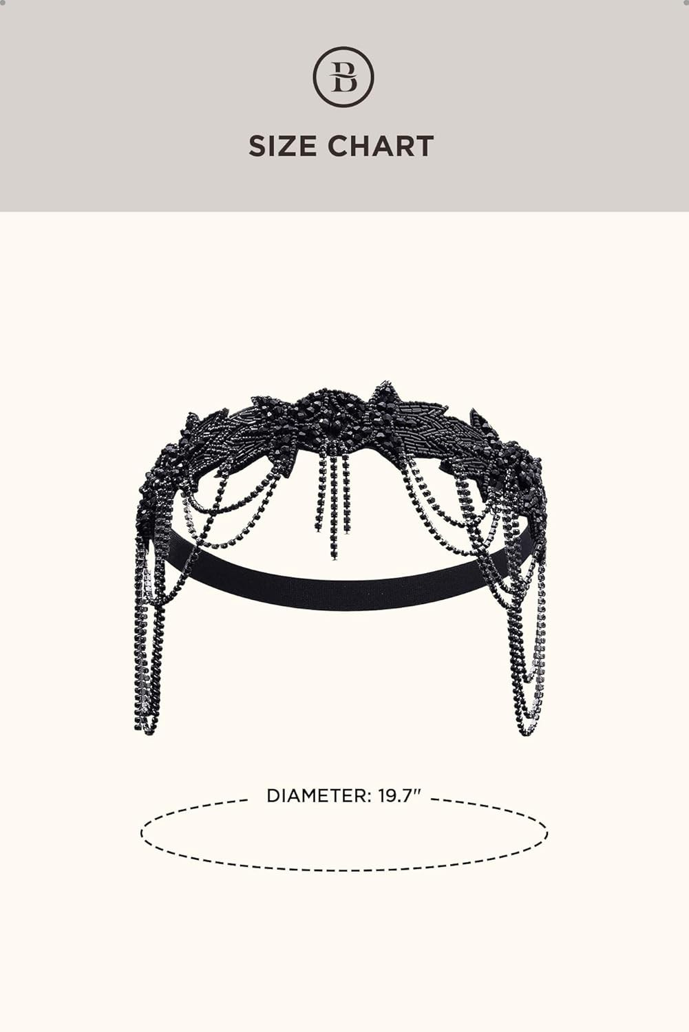 BABEYOND 1920S Flapper Headpiece Roaring 20S Headband Great Gatsby Headband Chai