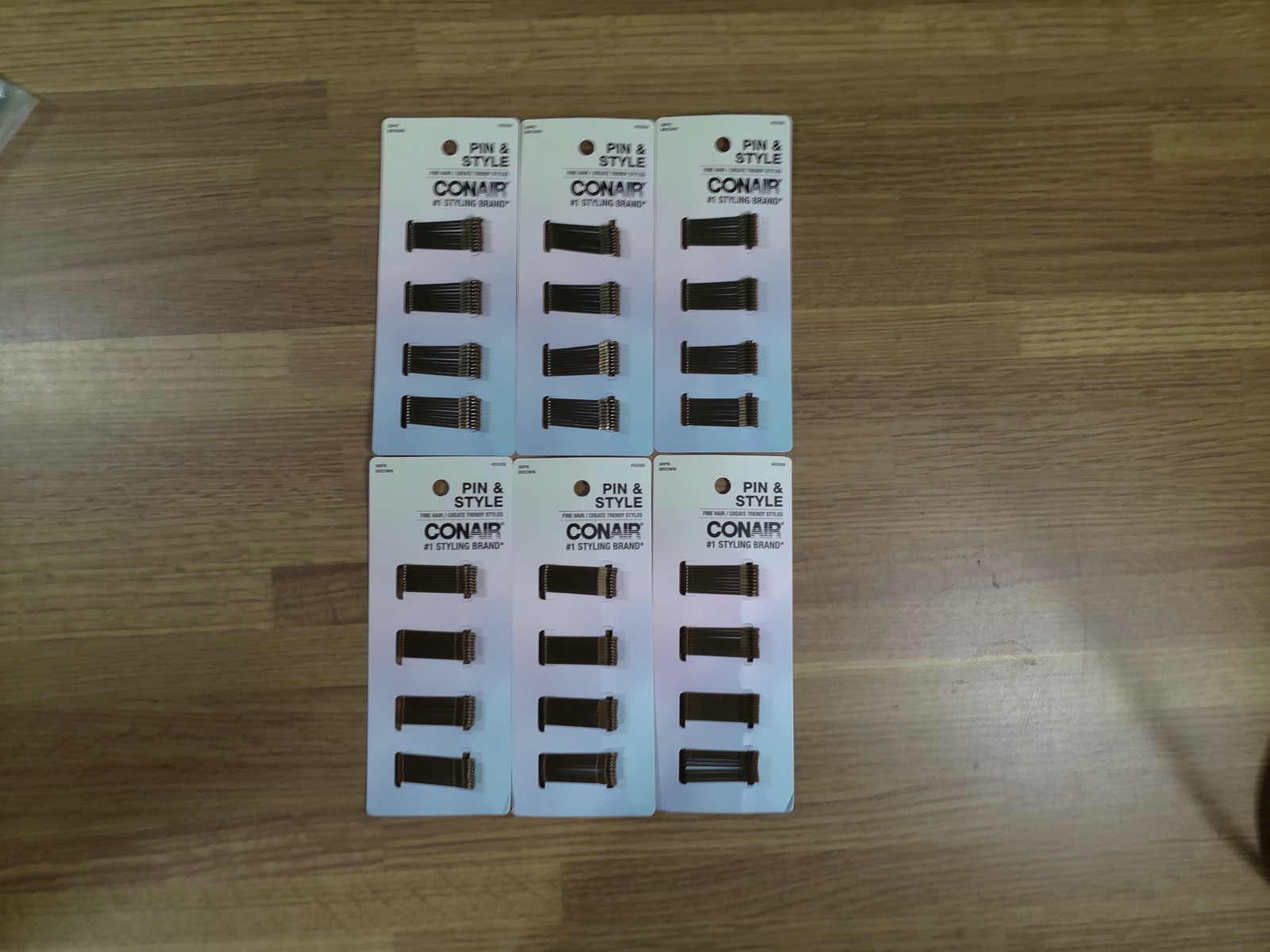 Conair Mini Bobby Pins BUNDLE 6 packs of 36 = 216 Total – Brown.