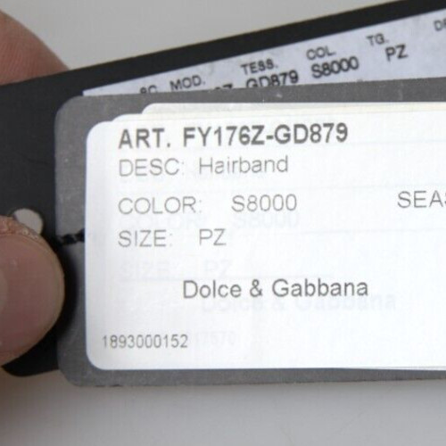 DOLCE & GABBANA Diadem Black Viscose White Hair Parrucchiera Headband 1500usd