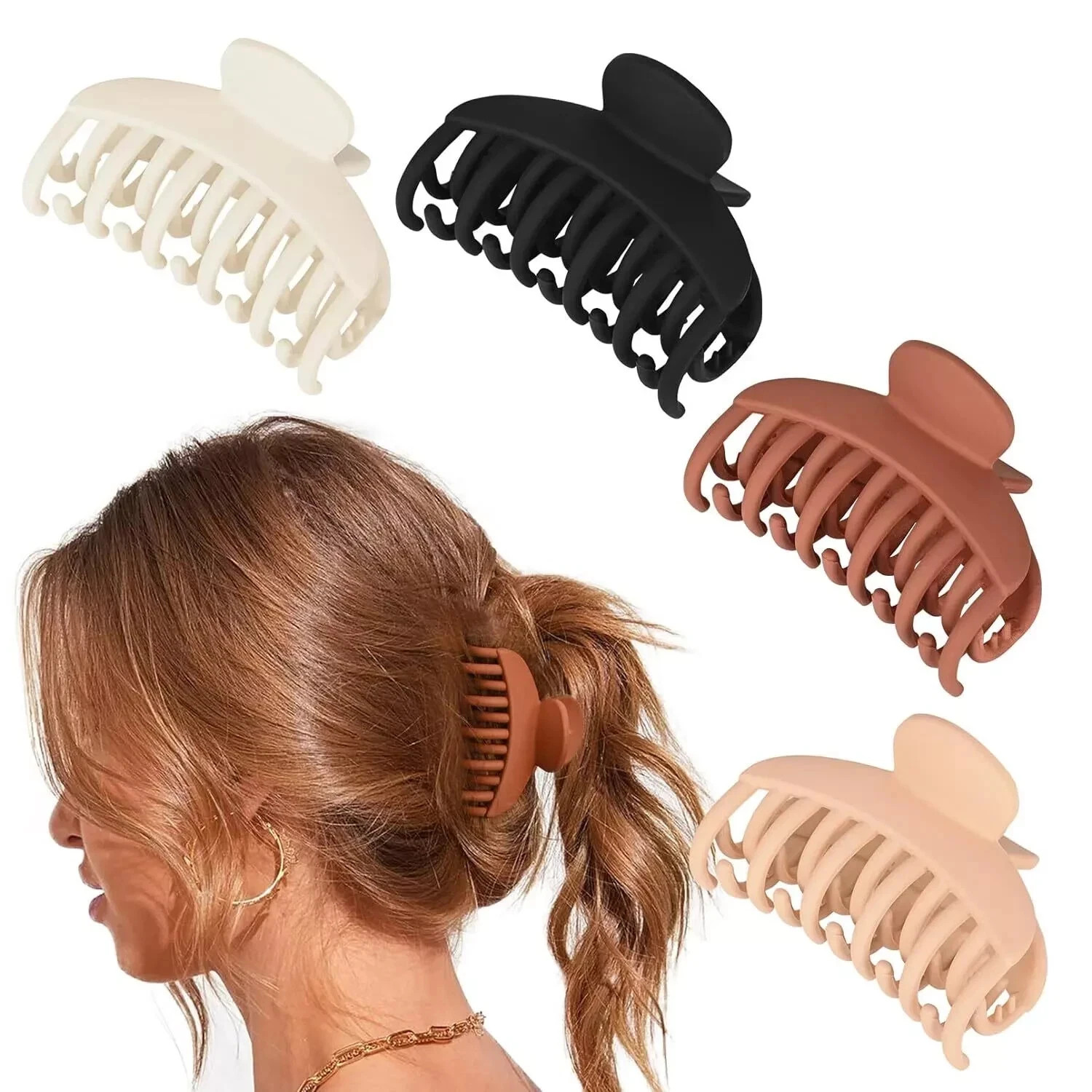 4 PCS Double Row Teeth Hair Claw Clips 2.5″ Medium Hair Clips for Thin Hai