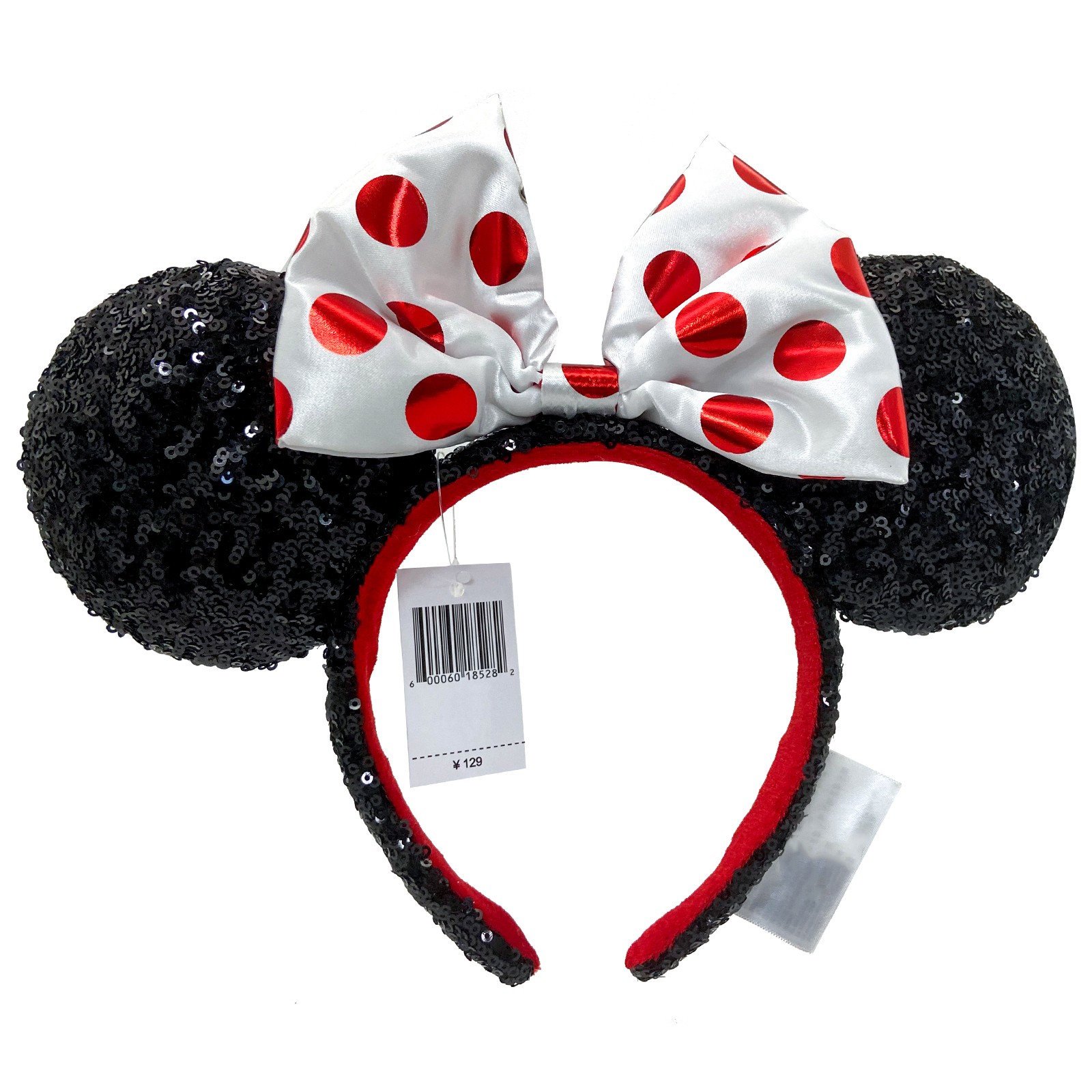 Disney Parks Polka Dot / Heart Shape Sequin Bow Minnie Mouse Ears Headband