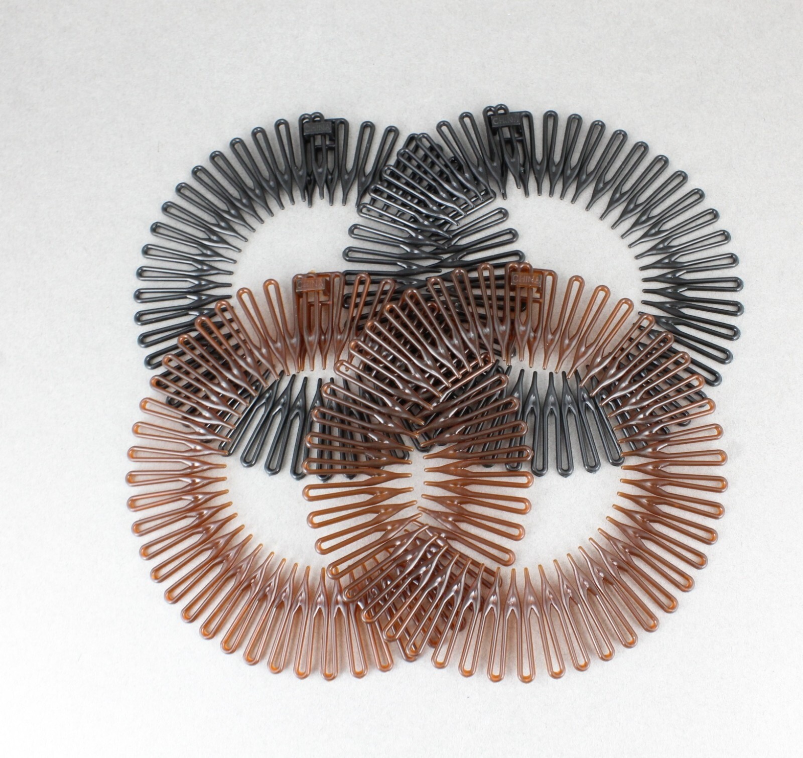 Black Brown headband Set 4 Flex spider hair comb teeth zigzag stretch