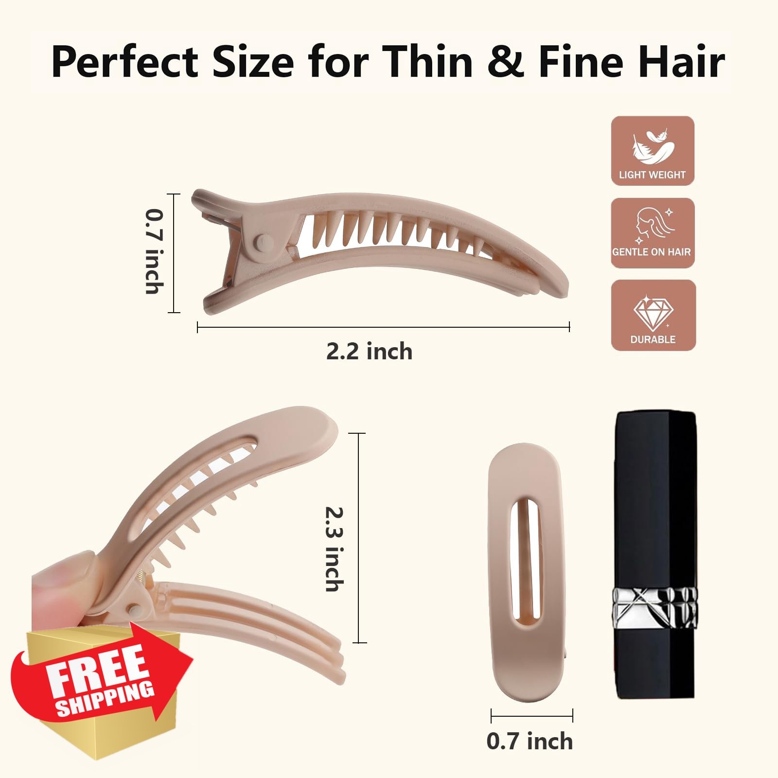 Lahnie 10pk Small Matte Thin Hair Clips Neutral