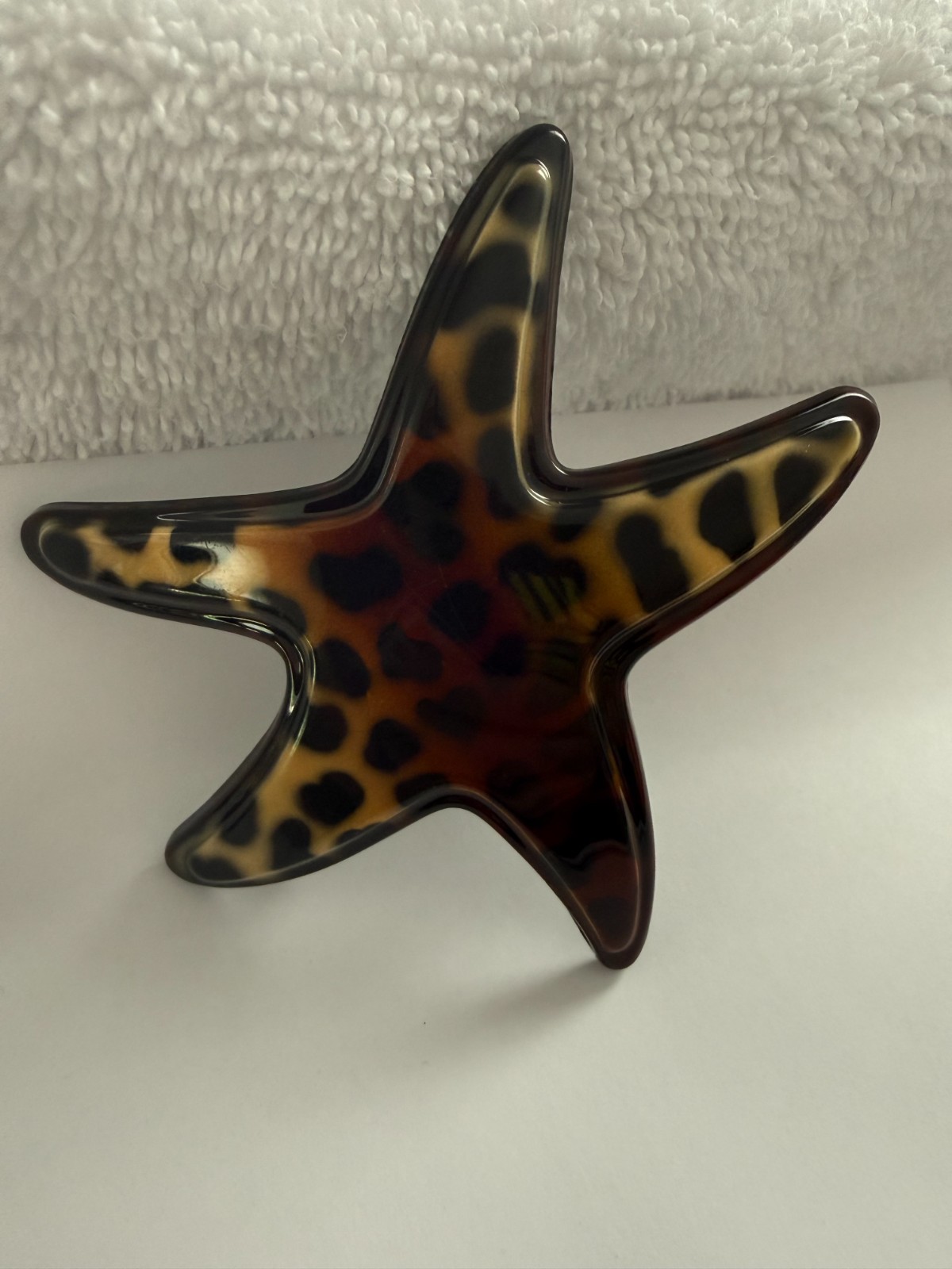 Starfish Hair Clip Barrette Sea Star Nautical Brown Tortoise Spots France 4″