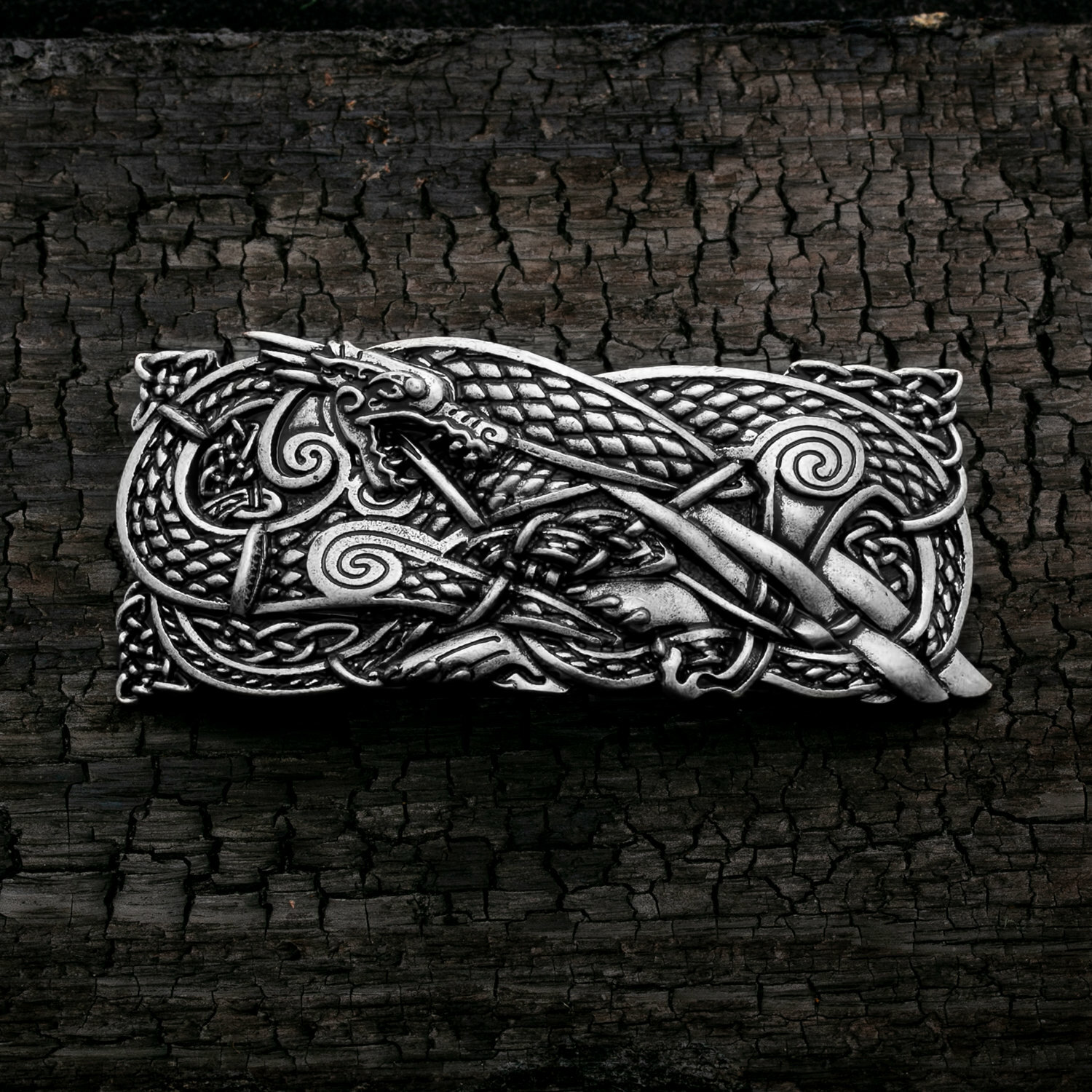 Viking Norse Celtic Dragon Knot Hair Barrette