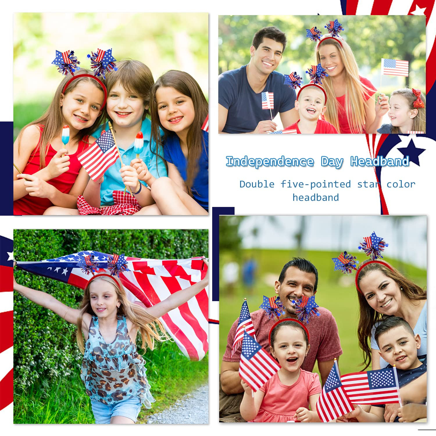 4Th Of July Headband Independence Day Accessories Patriotic Party Hair Supplies