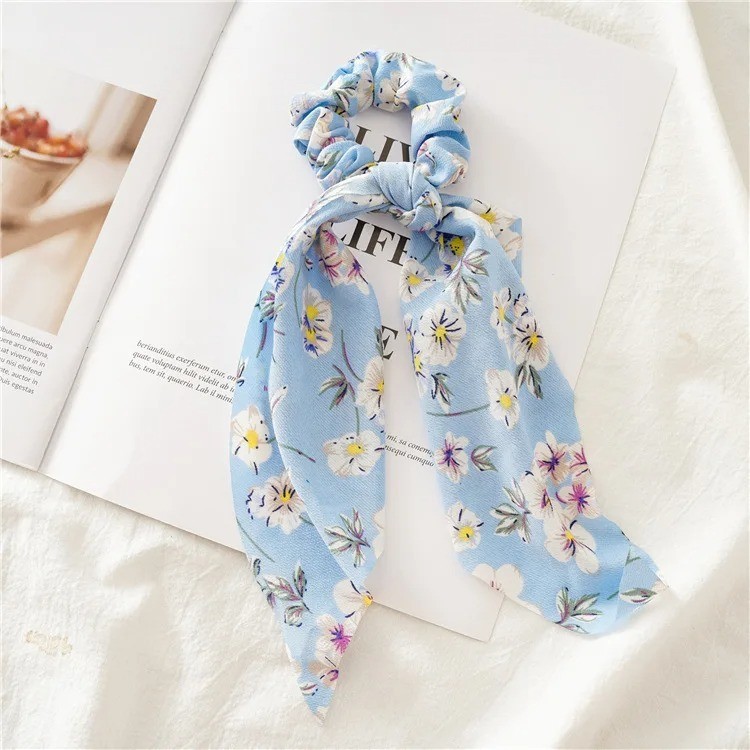 Fashion Leopard Print Bow Satin Long Ribbon Ponytail Scarf Hair Tie Scrunchies