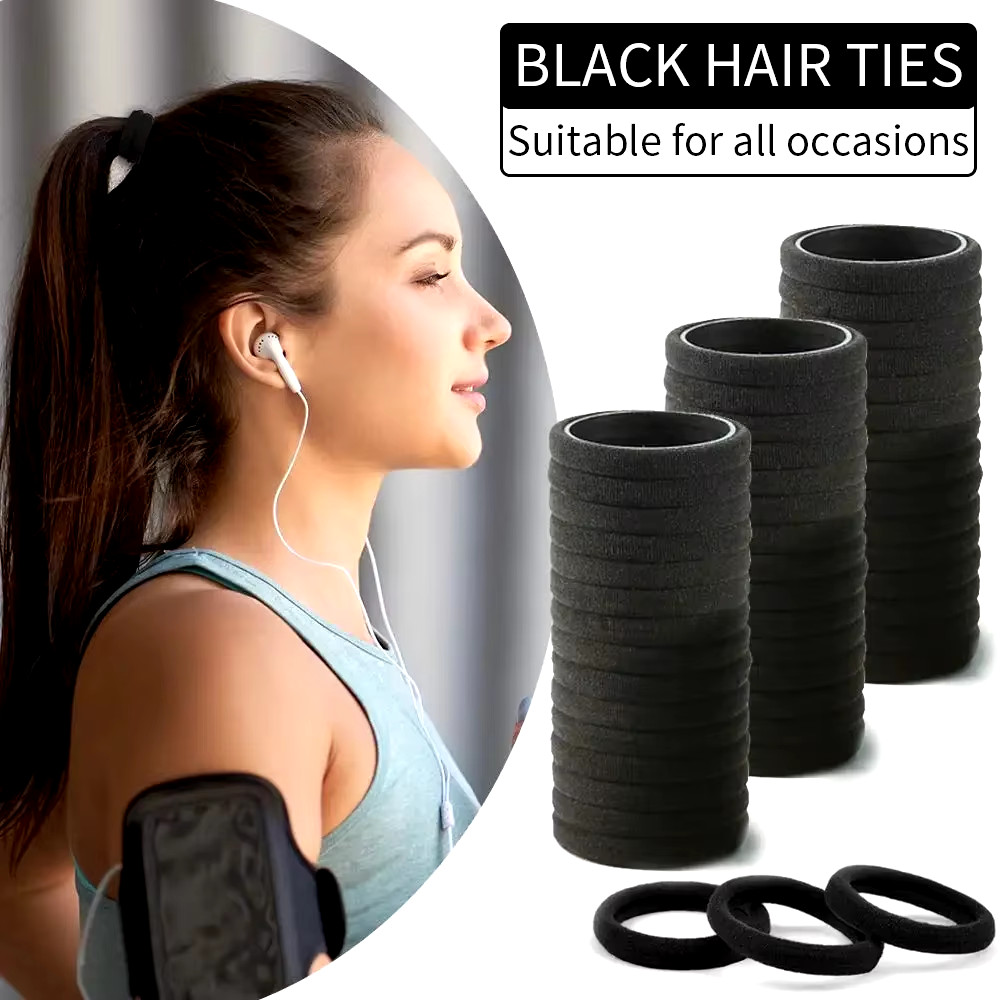 50/100Pcs Black Hair Bands for Women Girls Hairband High Elastic Rubber Band Hai