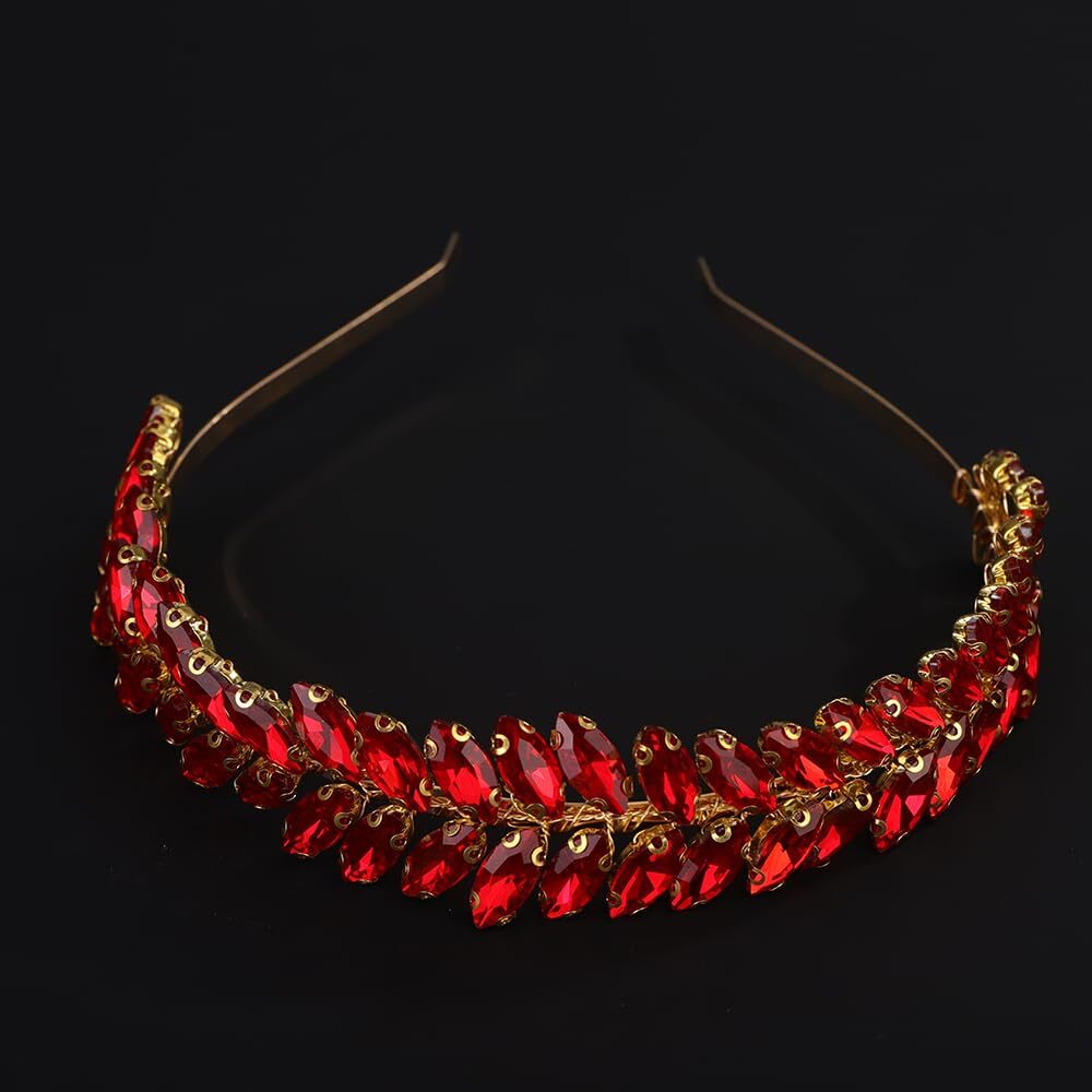 Red Teardrop Rhinestone Crystal Headband Simple Wedding Hair Accessories