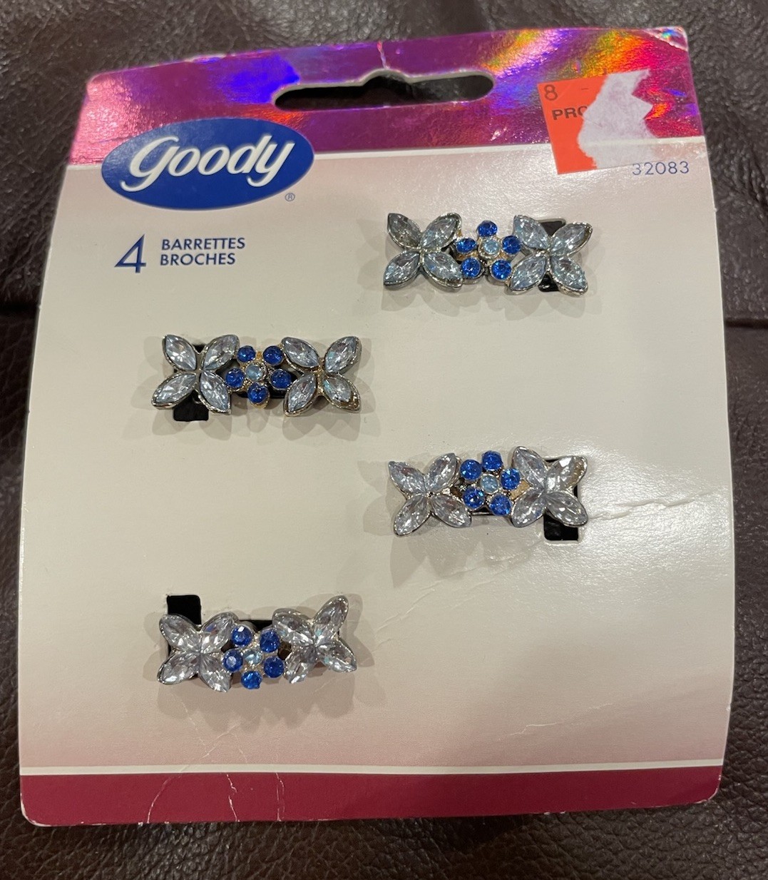 Goody Diva Y2K 2002 Crystal Hair Barrettes Blue 1” (4 Clips) Vintage 2000s