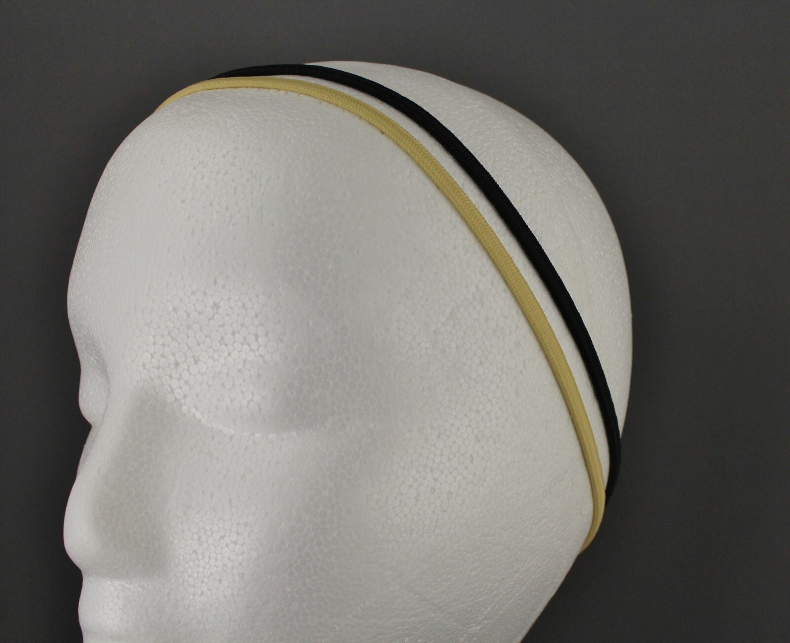Beige Black set pack 12 stretch elastic sport headband no metal 3/16″ hair band