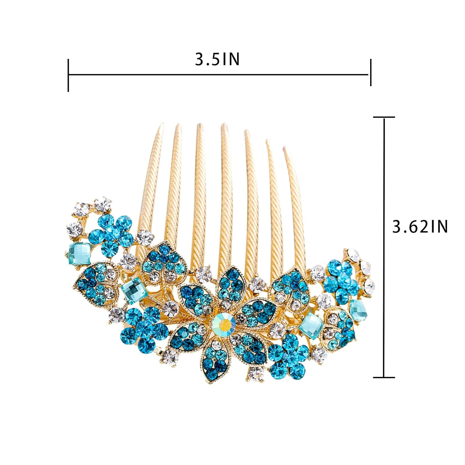 2 PCS Flower Bridal Hair Comb Rhinestone Barrette Hairpin for Women Decorative C
