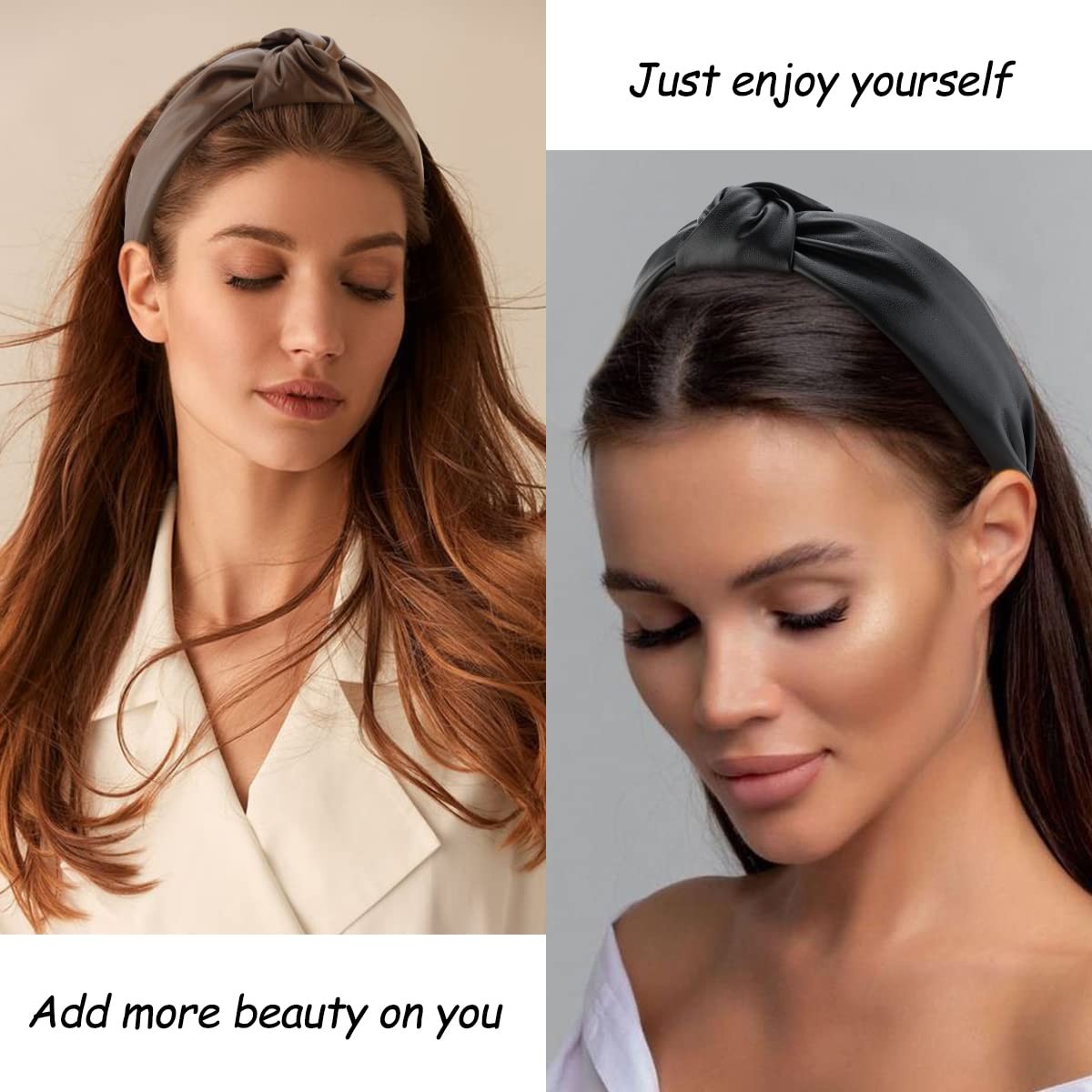 4PCS PU Leather Knotted Headbands for Women Fashion Hair Accessories