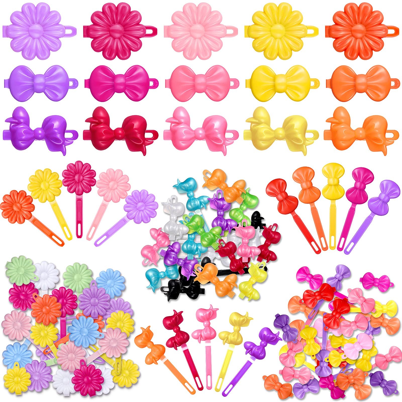 Janinka 72 Pieces Self-Hinge Plastic Hair Clips: 80s 90s Cartoon Colorful Cut…