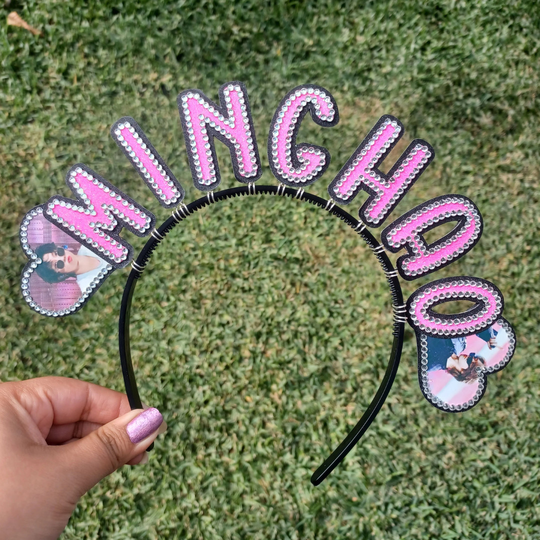 KPOP Name Headband Hair Banner ANY NAME Concert Rhinestone Custom Personalized