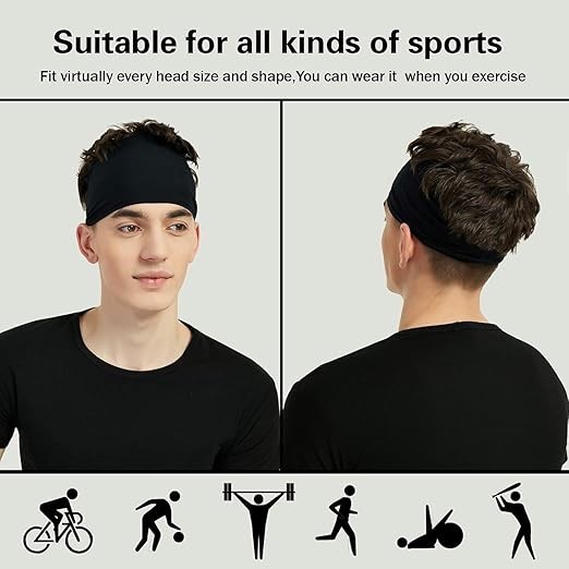 Pilamor Sports Headbands for Men (5 Pack),Moisture Wicking Workout Headband, Swe
