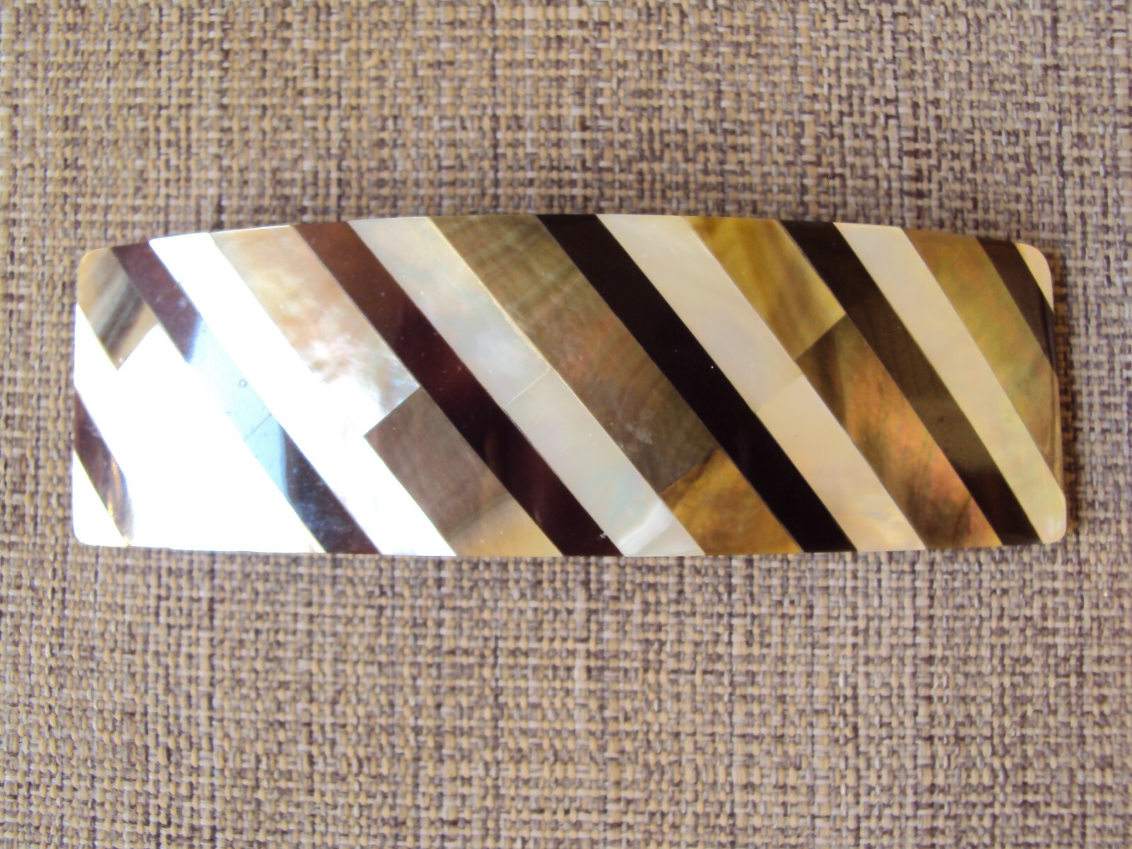 Large Black White Pearl Gray Abalone Shell Barrette Mosaic