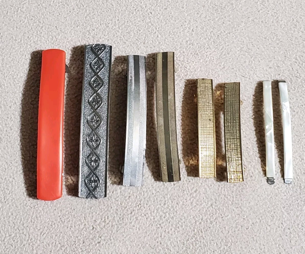 Vtg Lot Of Hair Clips/Barrettes, Mostly Metal, Made In France Various Style Size