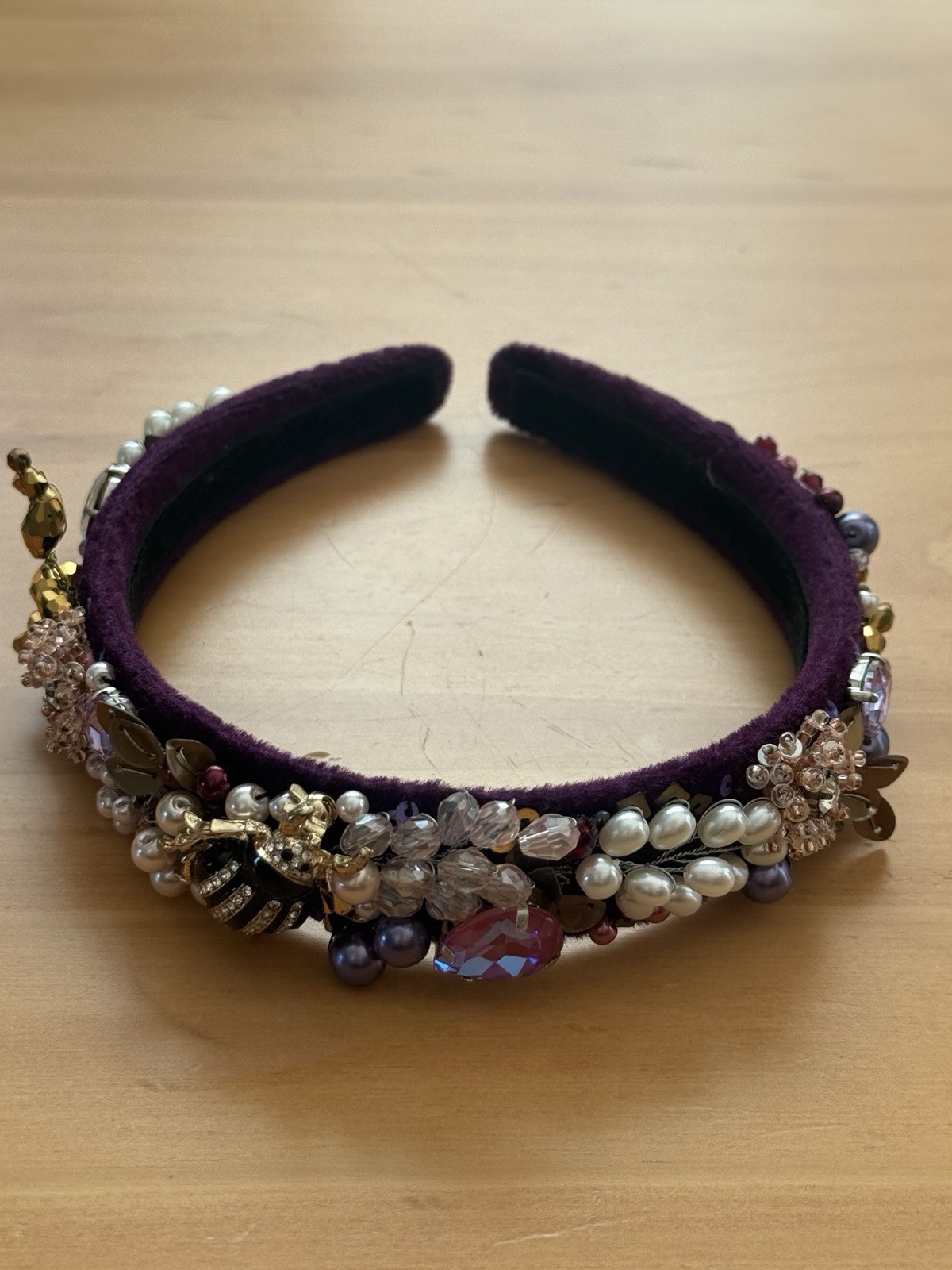 Handmade Beaded Headband Ukraine Crystal Pearl Embellished Floral Hairband New
