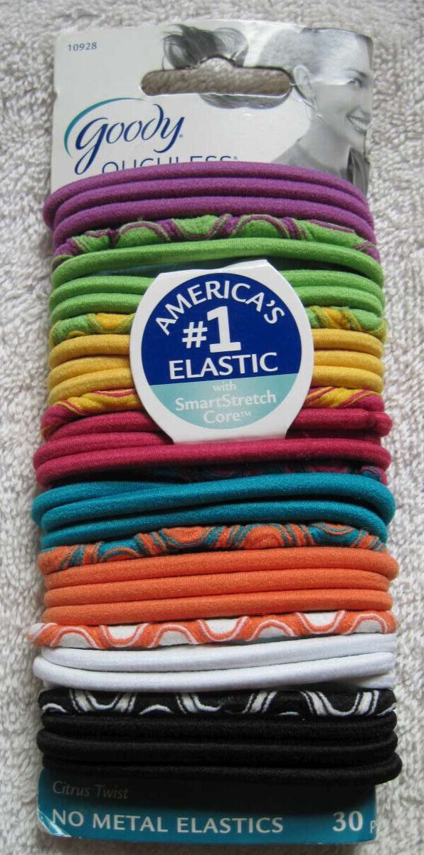 Citrus Twist 30 Goody Ouchless No Metal Rubber Elastics Ponytailer Hair Bands