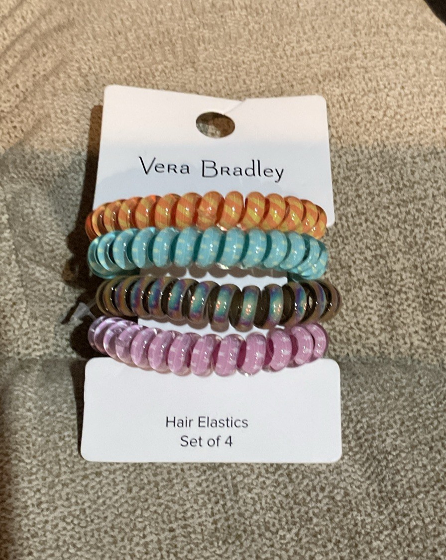 Vera Bradley Sunny Medallion Hair Elastics Spring Spiral Coil 4 colors CUTE NEW