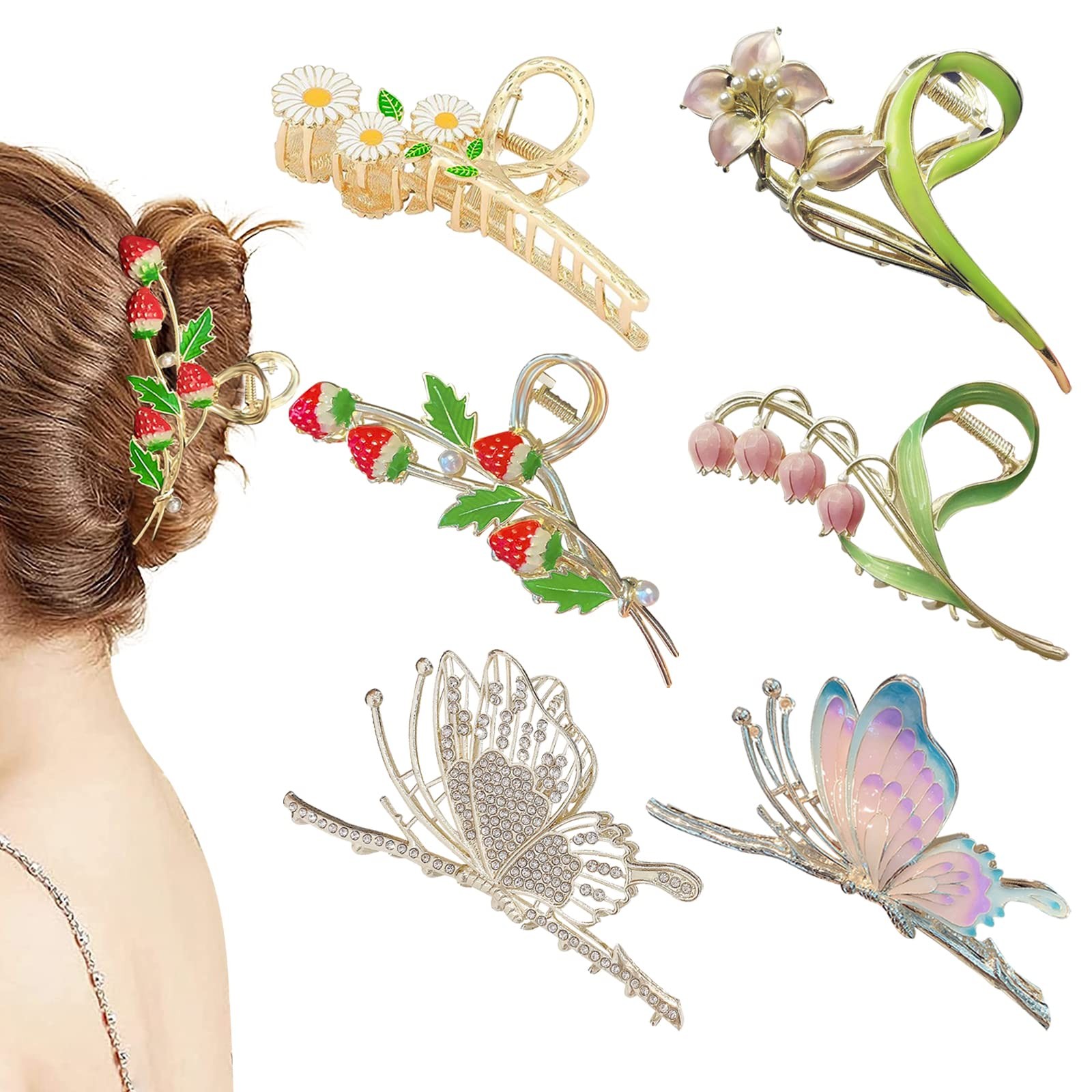 6 Pcs Hair Claw Clips for Women, Large Strong 6 Count (Pack of 1), A-Clips