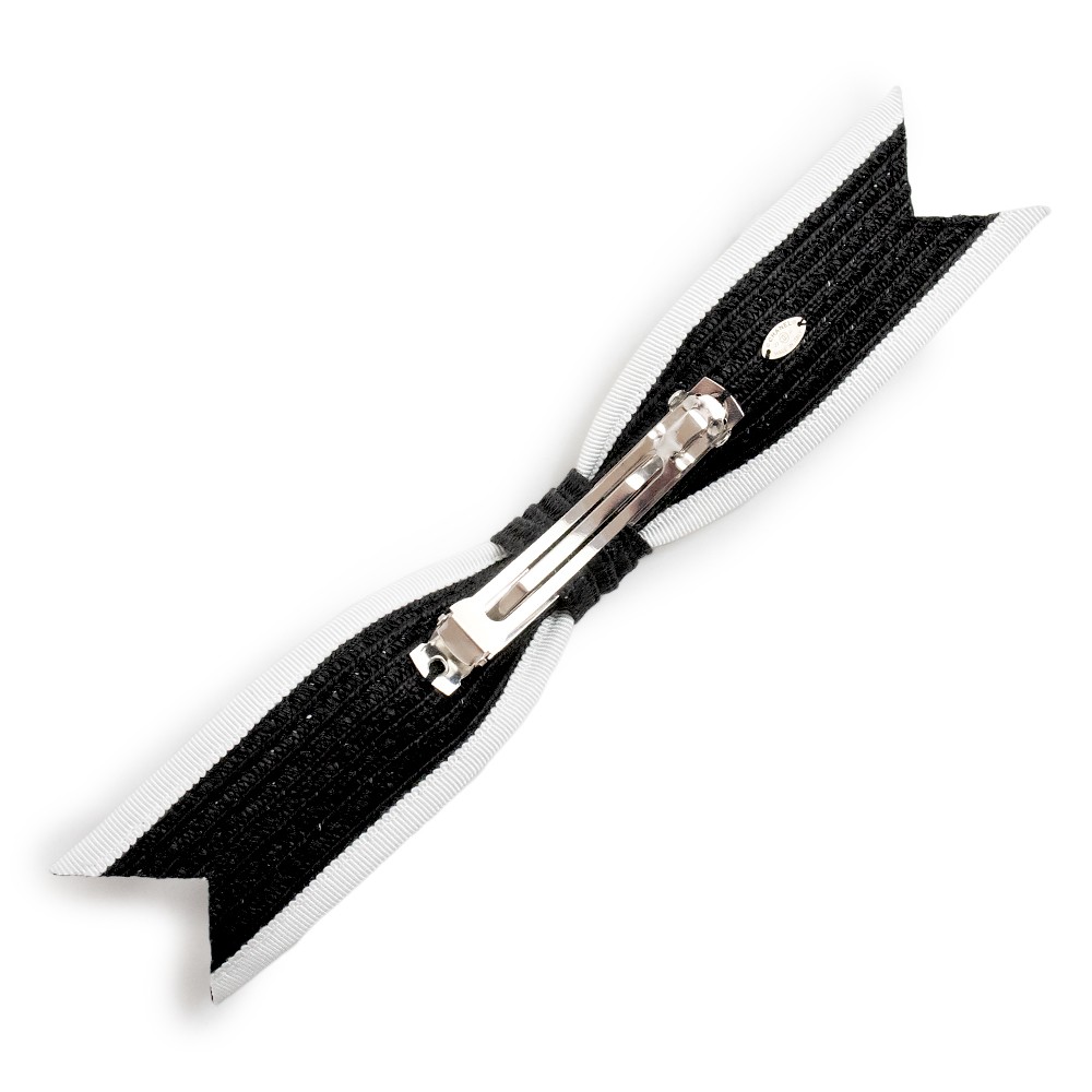 CHANEL Ribbon Coco CC logo Bicolor Paper Cotton Viscose Hair clip, Black & White
